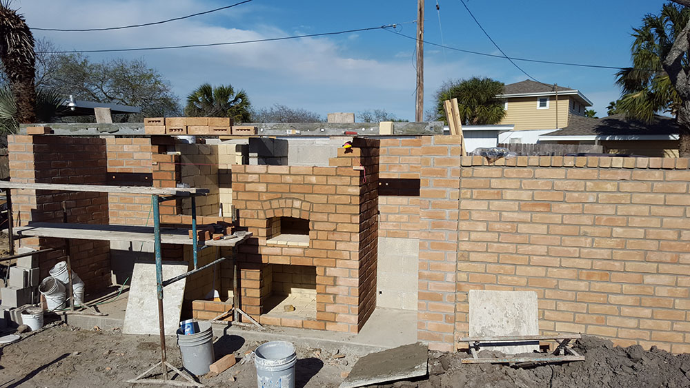 Hard at work building outdoor kitchens.