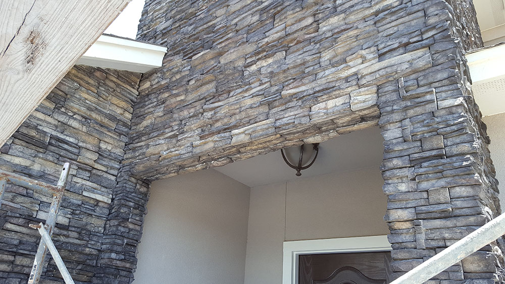 Stonework on entrance of home. 