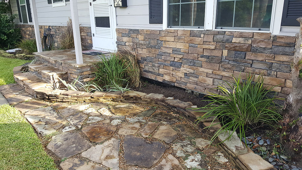 Stone work on landscape of home. 