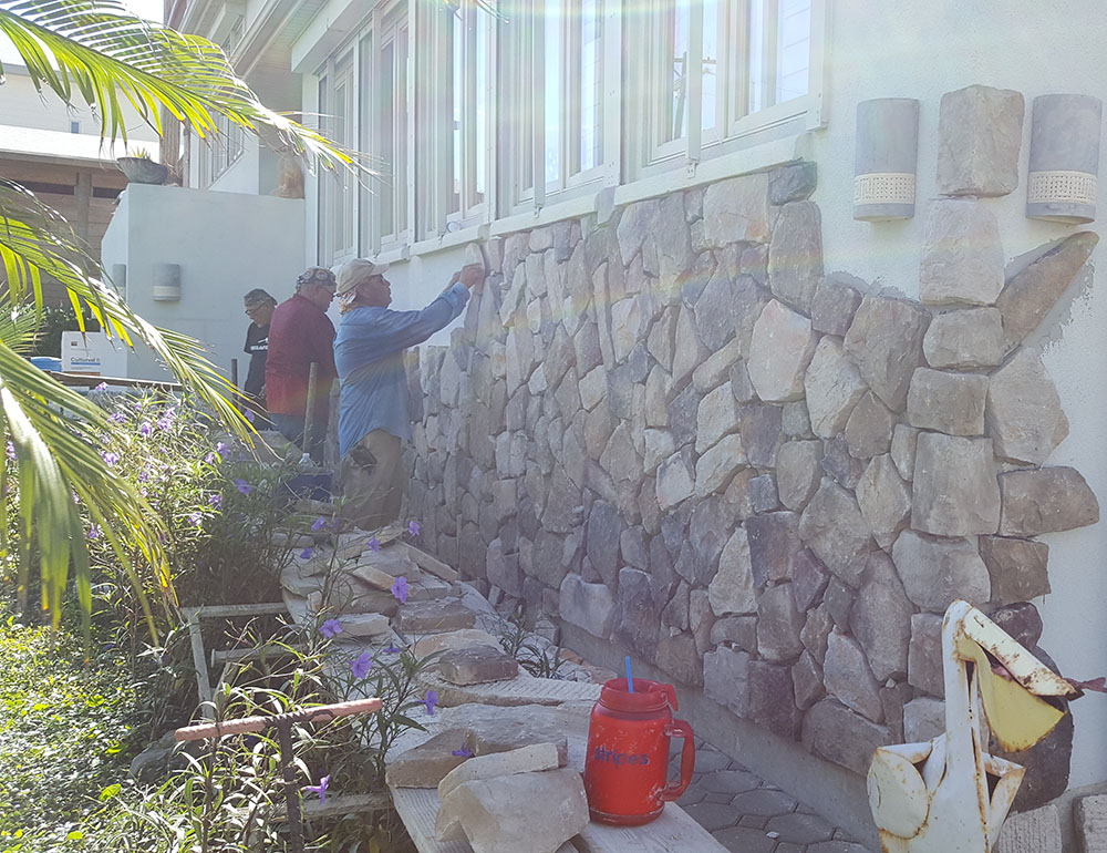 Cultured stone walls. 