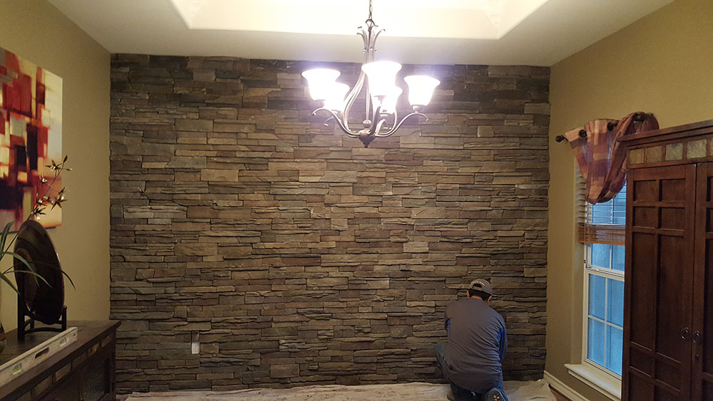 Cultured stone walls for interior. 