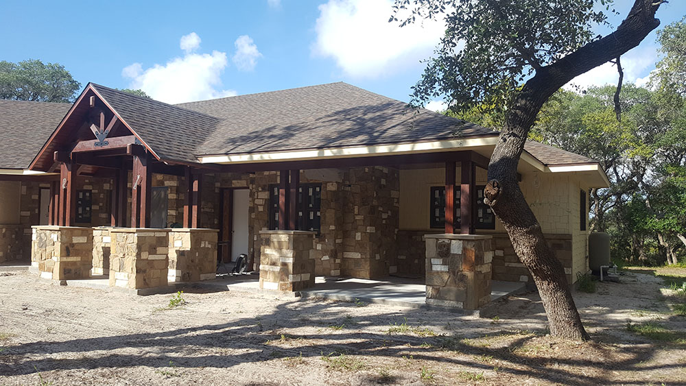 Stone pillars on home. 