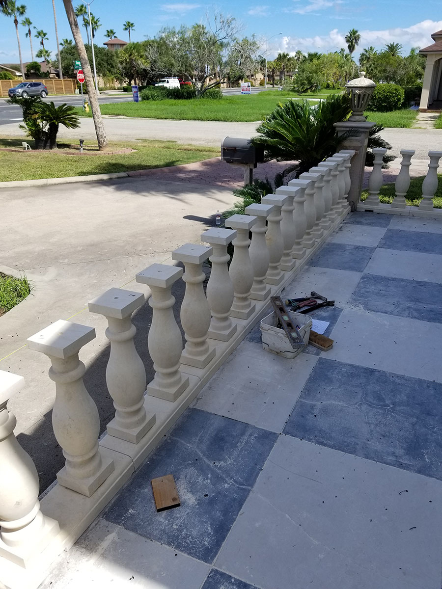 Stone balusters by Coastal Masonry. 