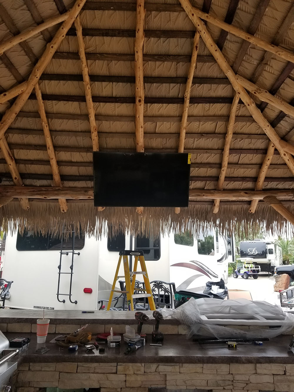 TV in outdoor kitchens.