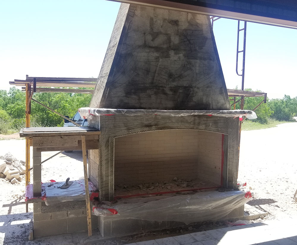 Outdoor fireplace in South Texas.