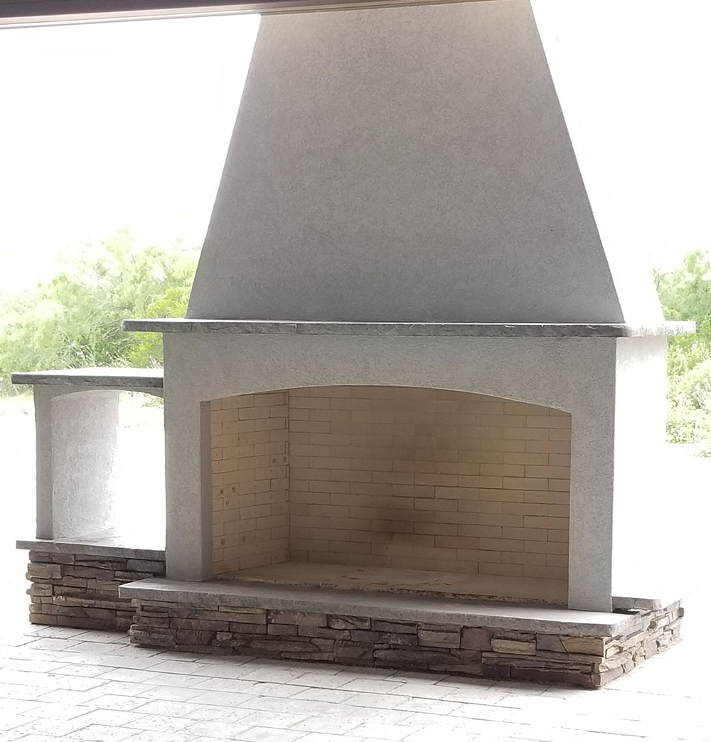 Stonework and outdoor fireplac.e