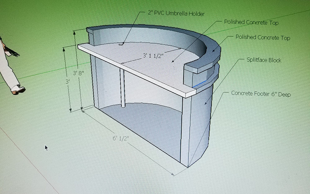 Concrete countertop rendering. 