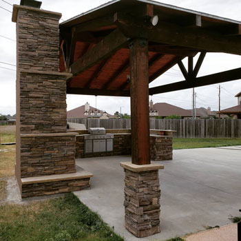 Stonework for outdoor kitchens.