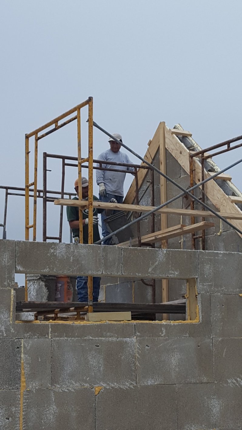 Our masonry contractors hard at work. 